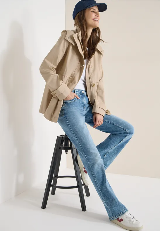 Moderner Midi-Trenchcoat mit Kapuze