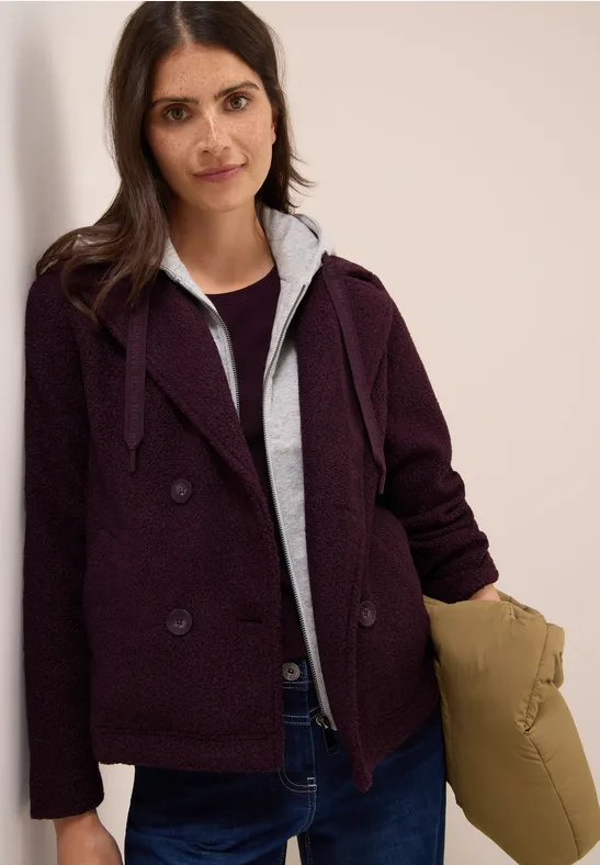 Zweireihige Jacke mit abnehmbarer Kapuze