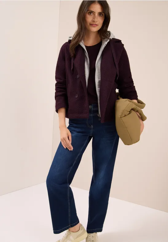 Zweireihige Jacke mit abnehmbarer Kapuze