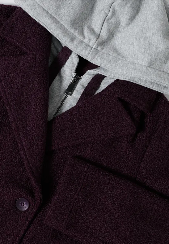 Zweireihige Jacke mit abnehmbarer Kapuze