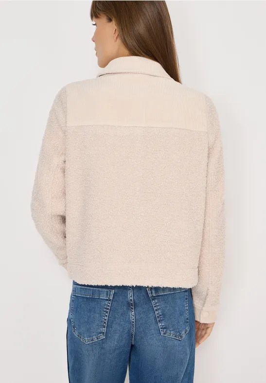Teddy-Fleece Hemdjacke mit Cord-Details