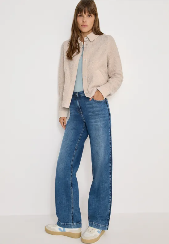 Teddy-Fleece Hemdjacke mit Cord-Details