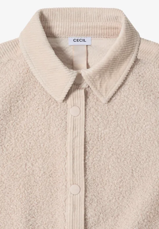 Teddy-Fleece Hemdjacke mit Cord-Details