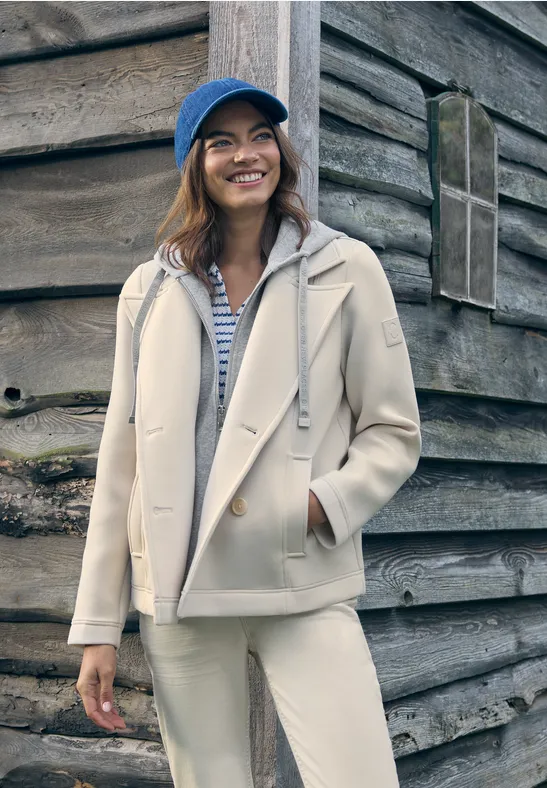 Kurzer Scuba-Trenchcoat mit Kapuze