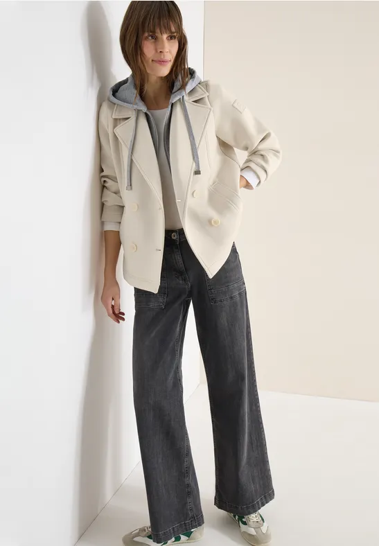 Kurzer Scuba-Trenchcoat mit Kapuze