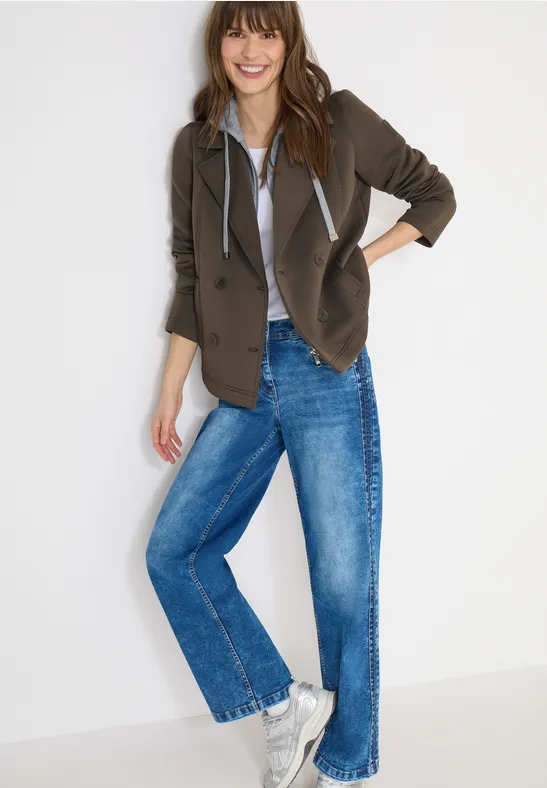 Kurzer Scuba-Trenchcoat mit Kapuze