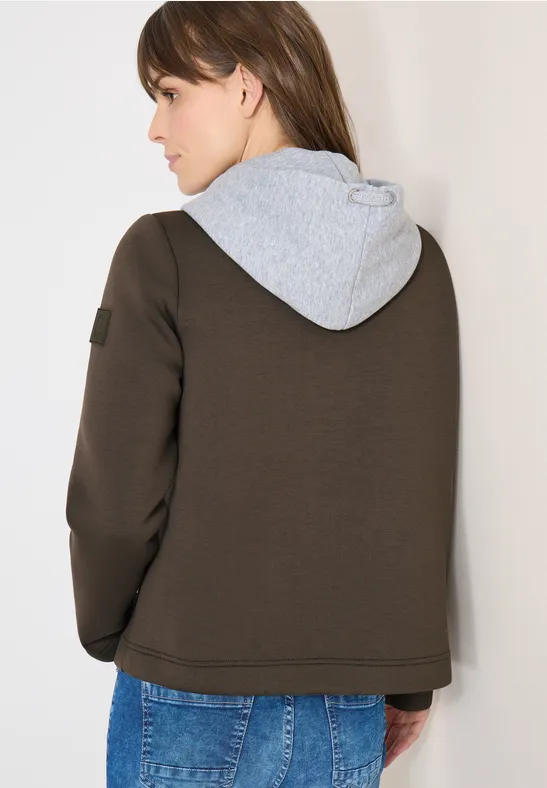 Kurzer Scuba-Trenchcoat mit Kapuze