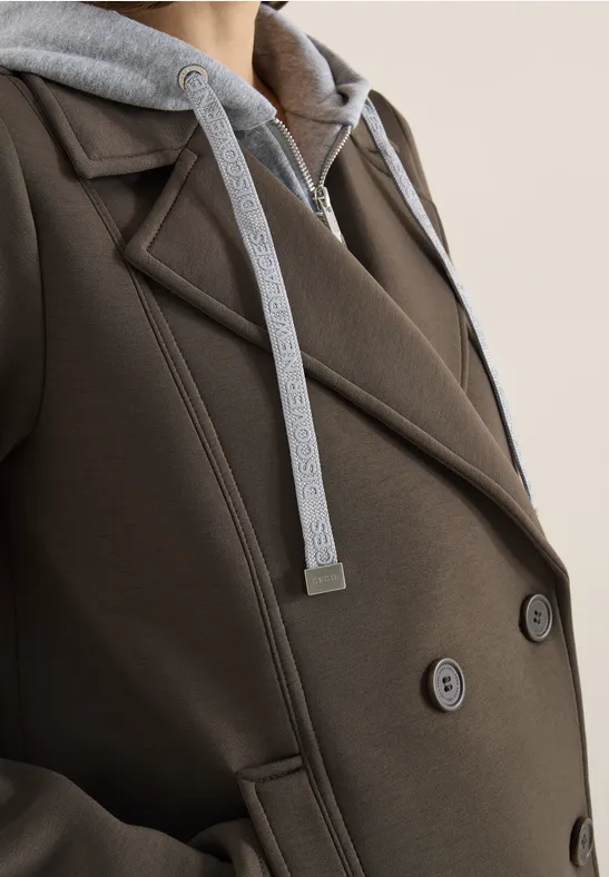 Kurzer Scuba-Trenchcoat mit Kapuze