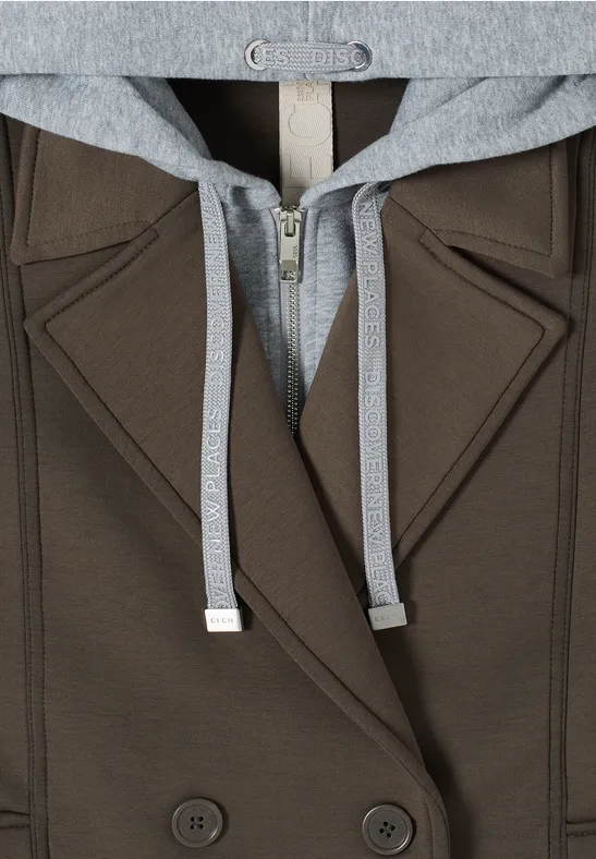 Kurzer Scuba-Trenchcoat mit Kapuze