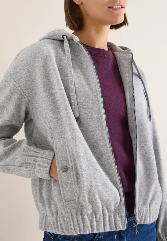 Lässiger Hoodie-Blouson in Wolloptik