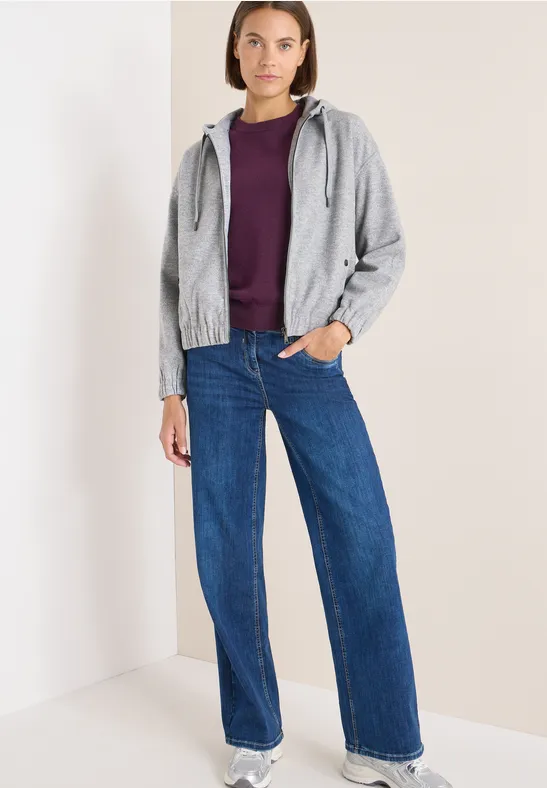 Lässiger Hoodie-Blouson in Wolloptik