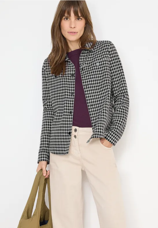 Modische Jacquard-Karo Blusenjacke