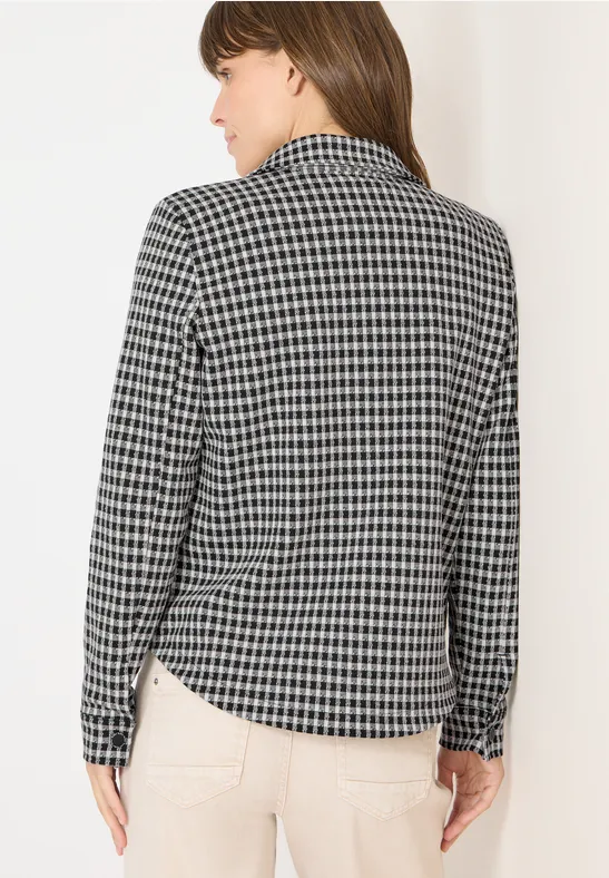 Modische Jacquard-Karo Blusenjacke