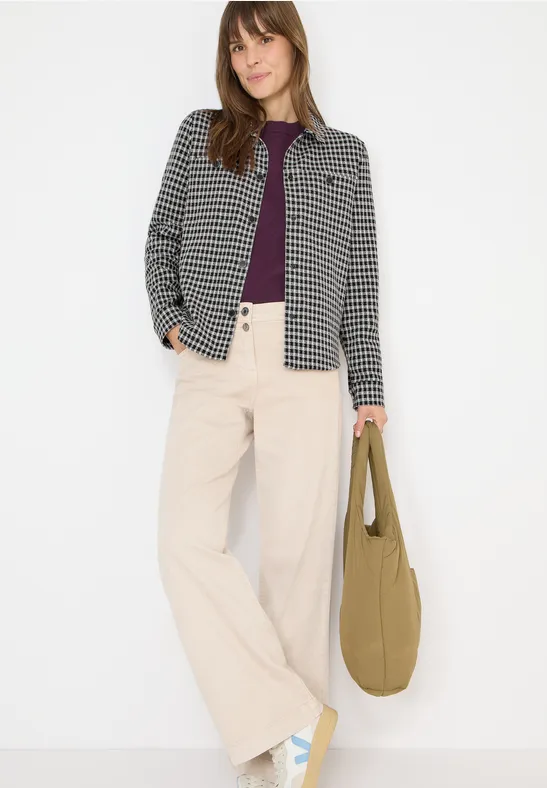 Modische Jacquard-Karo Blusenjacke