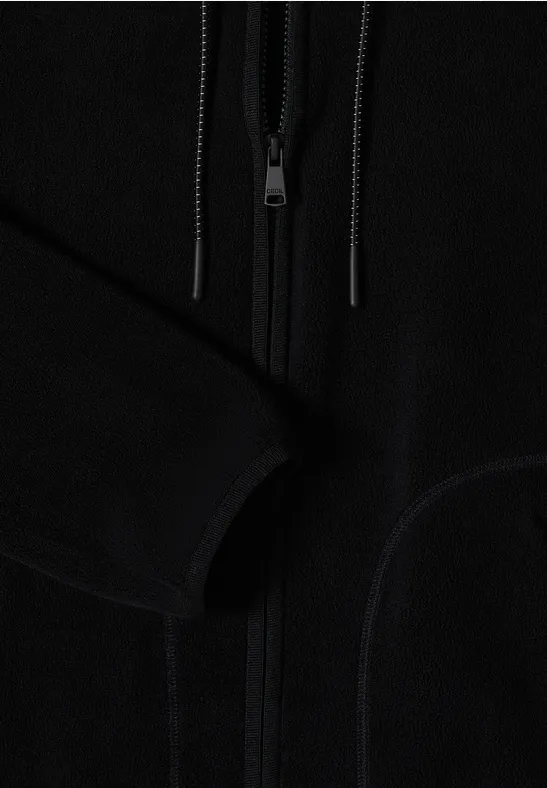Fleecejacke mit Kapuze und Softshell-Details