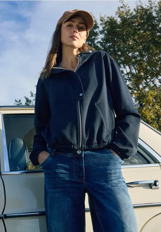Strukturierter Kapuzen-Blouson mit Reißverschluss