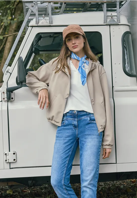 Sportlicher Piqué-Blouson mit Kapuze