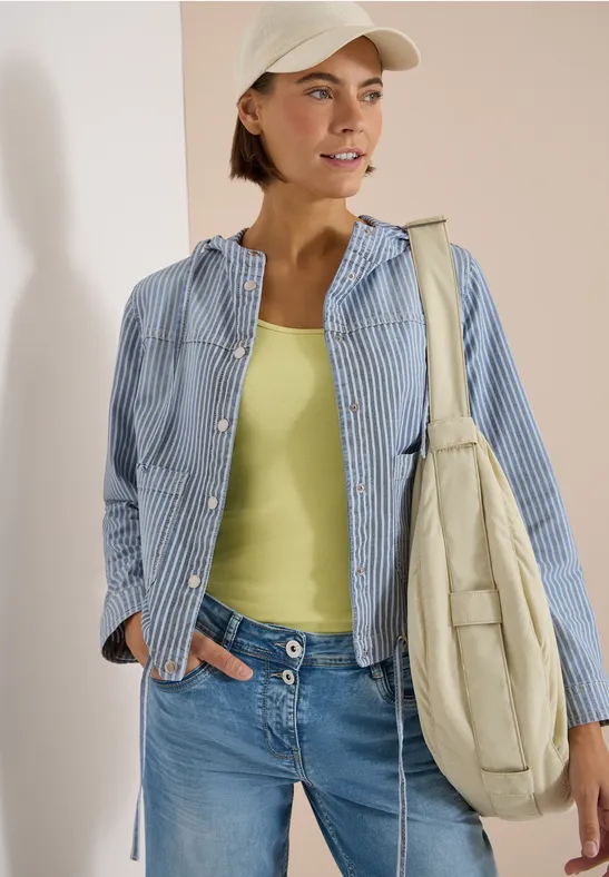Gestreiftes Overshirt mit Kapuze
