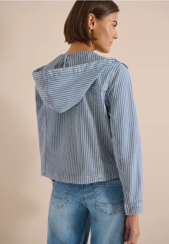 Gestreiftes Overshirt mit Kapuze