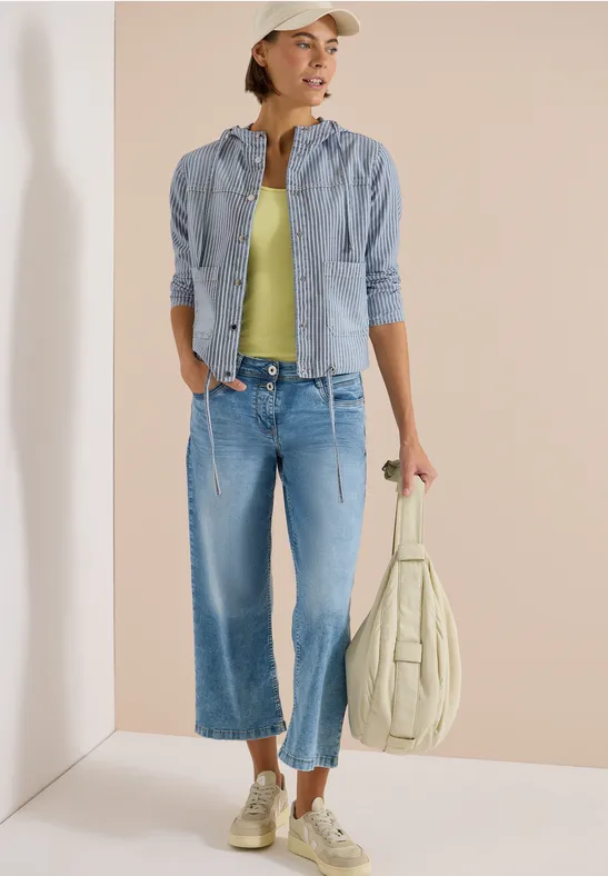 Gestreiftes Overshirt mit Kapuze