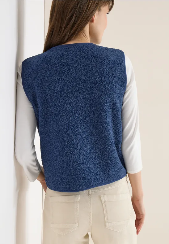 Gemütliche Teddy-Fleece-Weste mit Knöpfen
