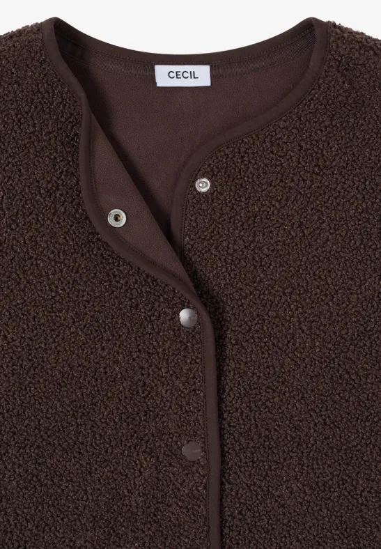 Strukturierte Teddy-Fleece-Weste mit Knöpfen