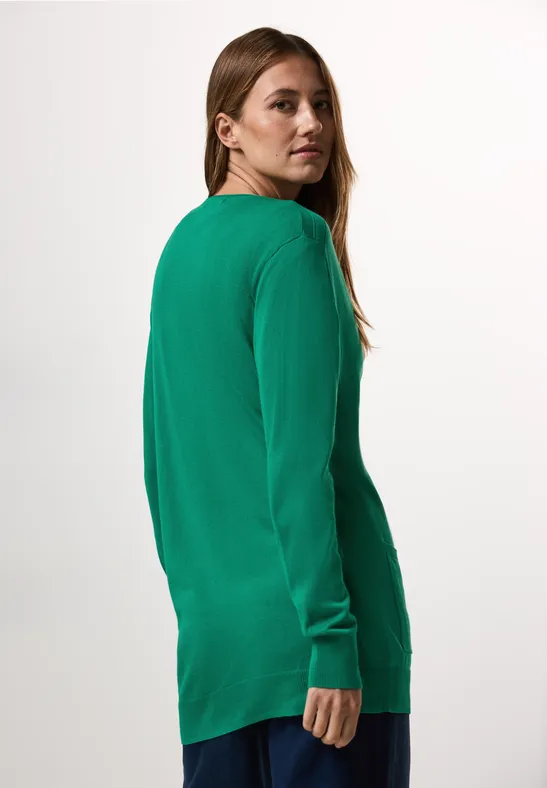 Langer offener Feinstrick-Cardigan