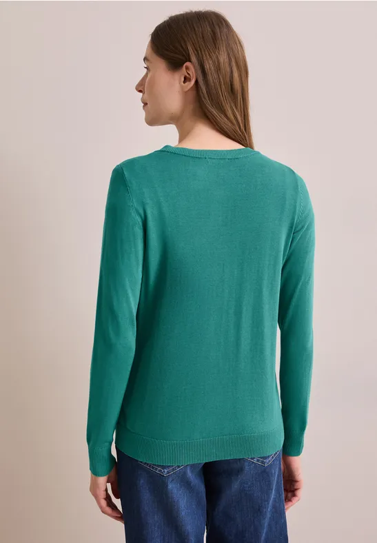 Cardigan mit Rundhalsausschnitt und Knopfleiste