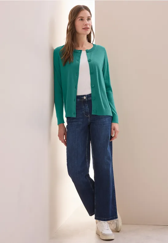 Cardigan mit Rundhalsausschnitt und Knopfleiste