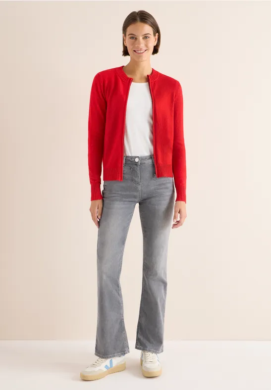 Strickjacke mit Reißverschluss und Rippbündchen