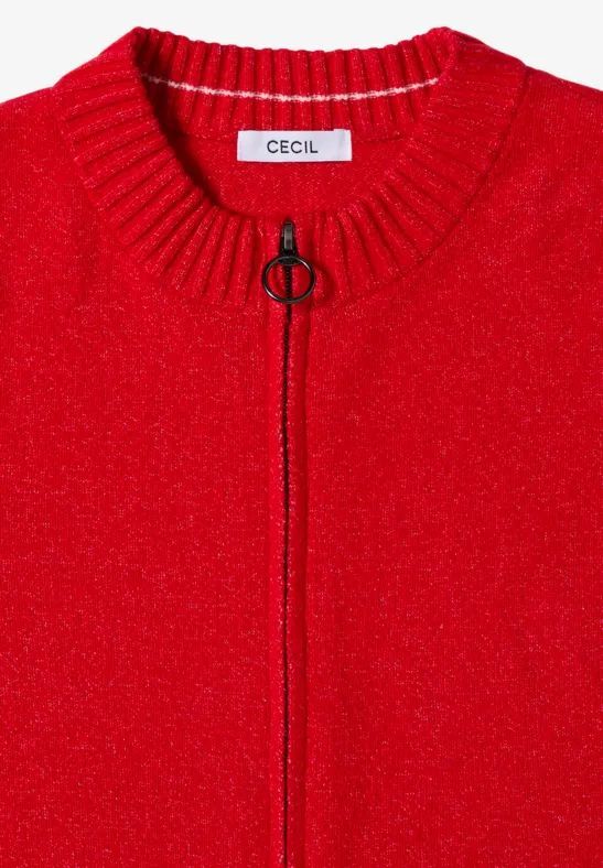 Strickjacke mit Reißverschluss und Rippbündchen