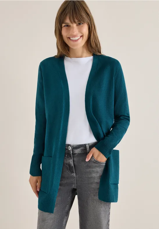 Langer Offener Cardigan aus Softstrick