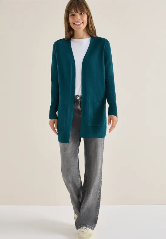 Langer Offener Cardigan aus Softstrick