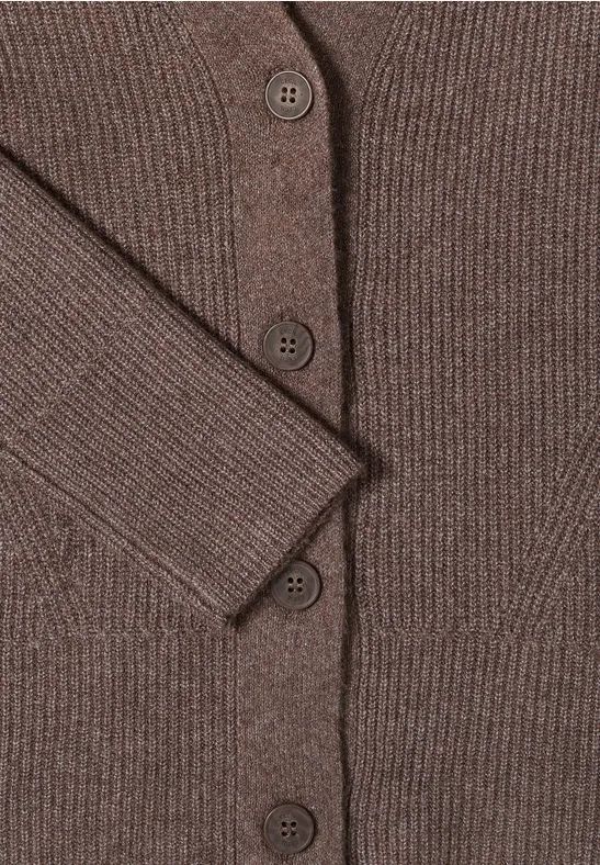 Strukturstrick-Cardigan mit V-Ausschnitt