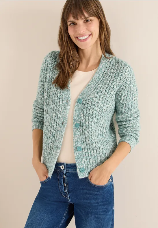 Grobstrick-Cardigan in Two-Tone-Optik