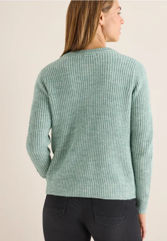 Strukturierter Melange-Cardigan mit Rundhals