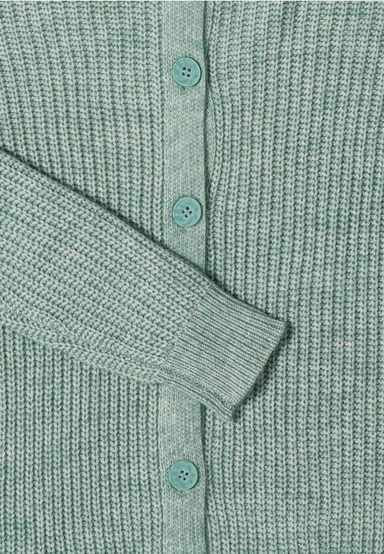 Strukturierter Melange-Cardigan mit Rundhals
