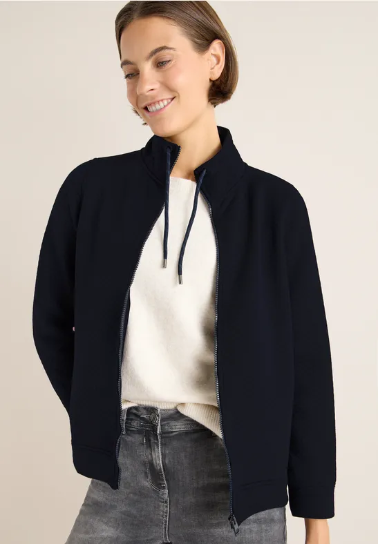Strukturierte Sweatjacke mit Reißverschluss