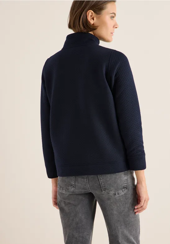 Strukturierte Sweatjacke mit Reißverschluss