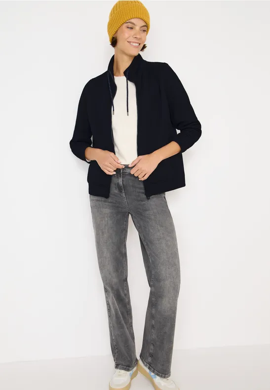 Strukturierte Sweatjacke mit Reißverschluss