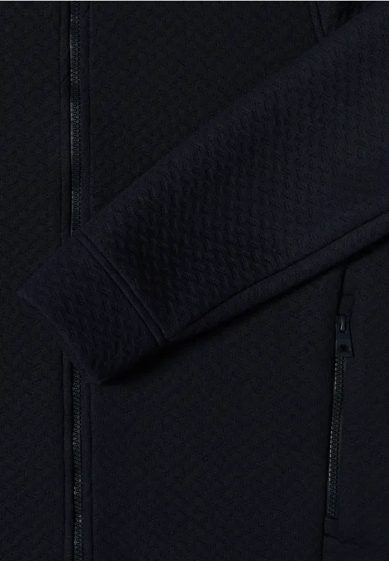 Strukturierte Sweatjacke mit Reißverschluss
