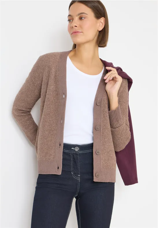 Weicher Bouclé-Cardigan mit V-Ausschnitt