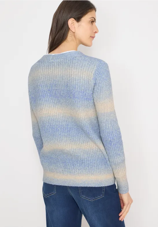 Rippstrick-Cardigan mit Space-Dye-Effekt