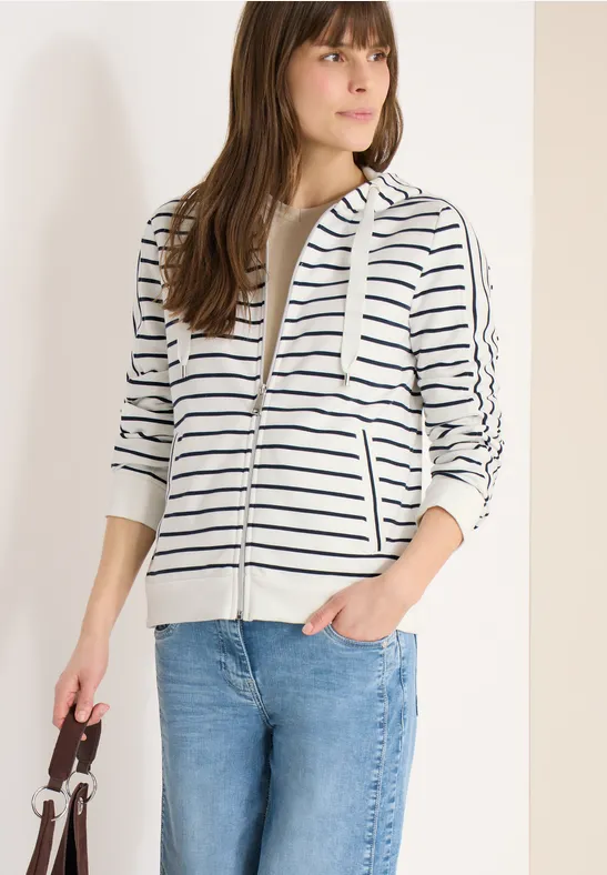 Gestreifte Sweatjacke mit Kapuze