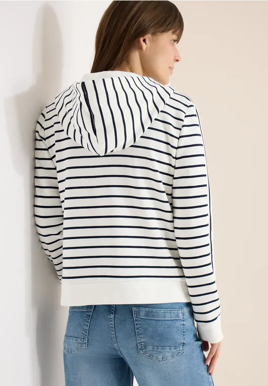 Gestreifte Sweatjacke mit Kapuze