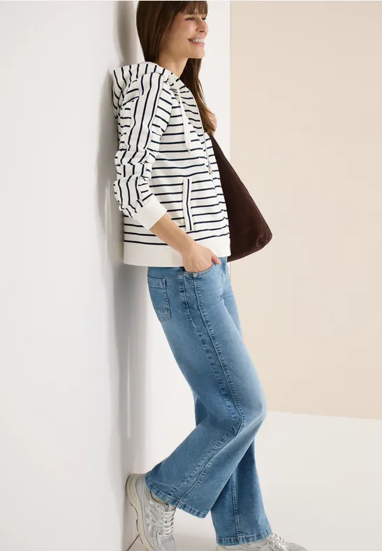 Gestreifte Sweatjacke mit Kapuze