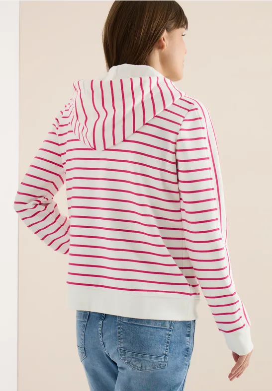 Gestreifte Sweatjacke mit Reißverschluss