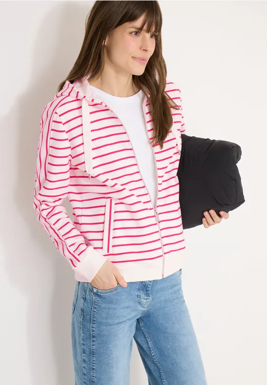 Gestreifte Sweatjacke mit Reißverschluss