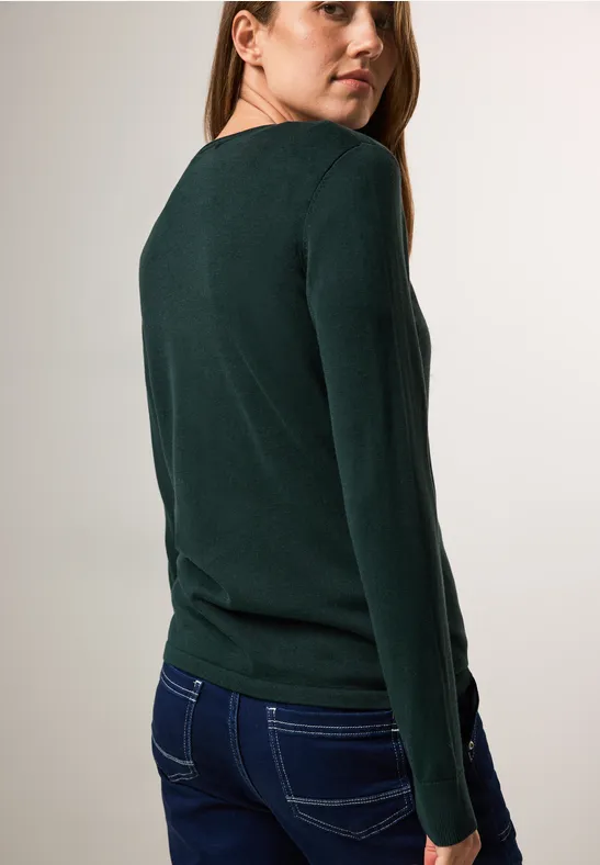 Feinstrickpullover mit Rundhalsausschnitt
