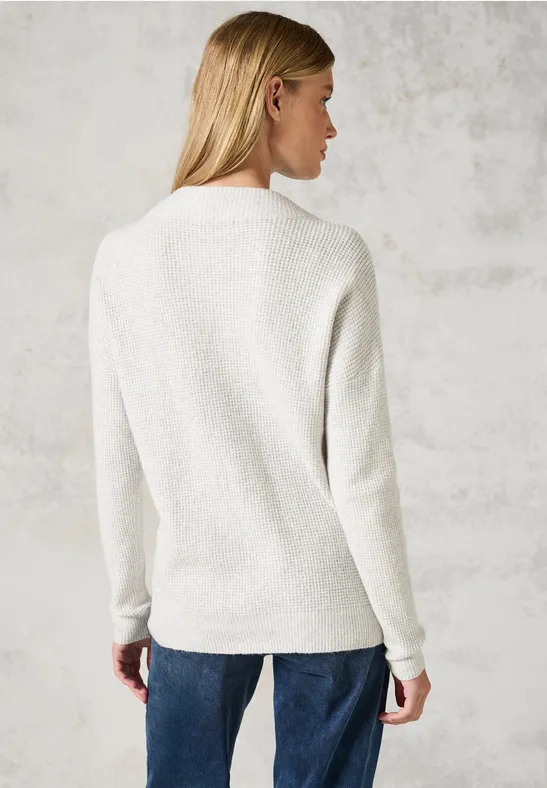 Strukturierter Strickpullover mit Stehkragen